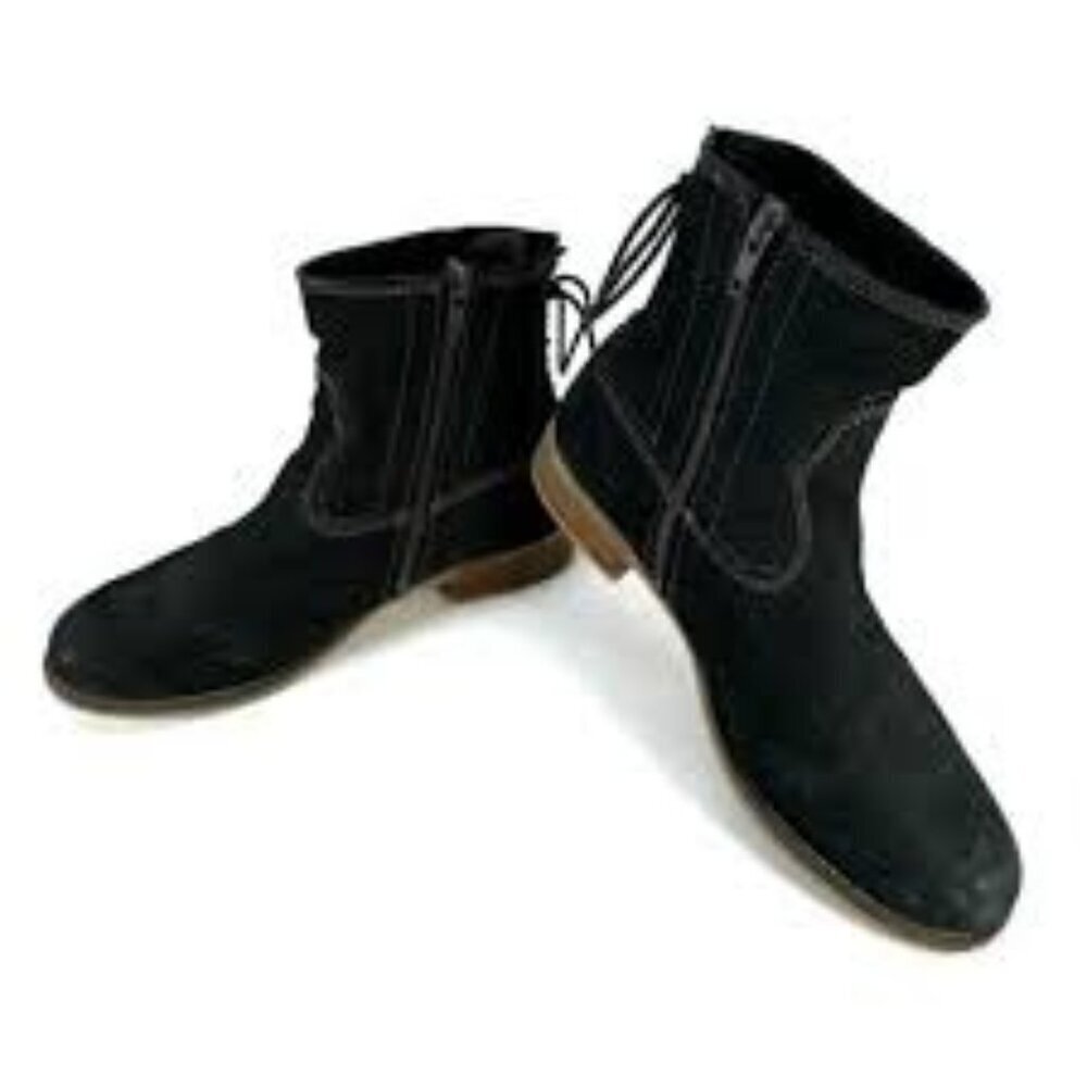Josef Seibel Sienna 1 Black Leather Lace Back Boot Size 7.5 Western Boho